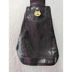 Vintage Brahmin Black Leather Sling Bag Purse Classic City Chic Designer Handbag